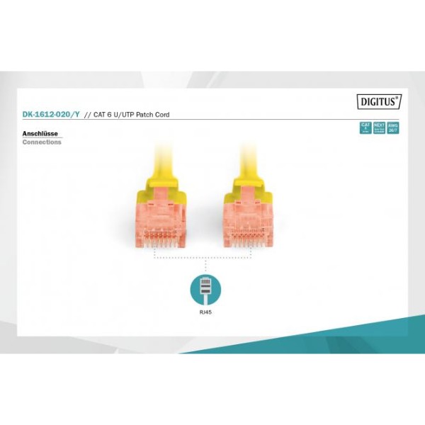 Фото - Кабель патч-корд Digitus CAT 6 UTP 2 м Yellow (DK-1612-020/Y)